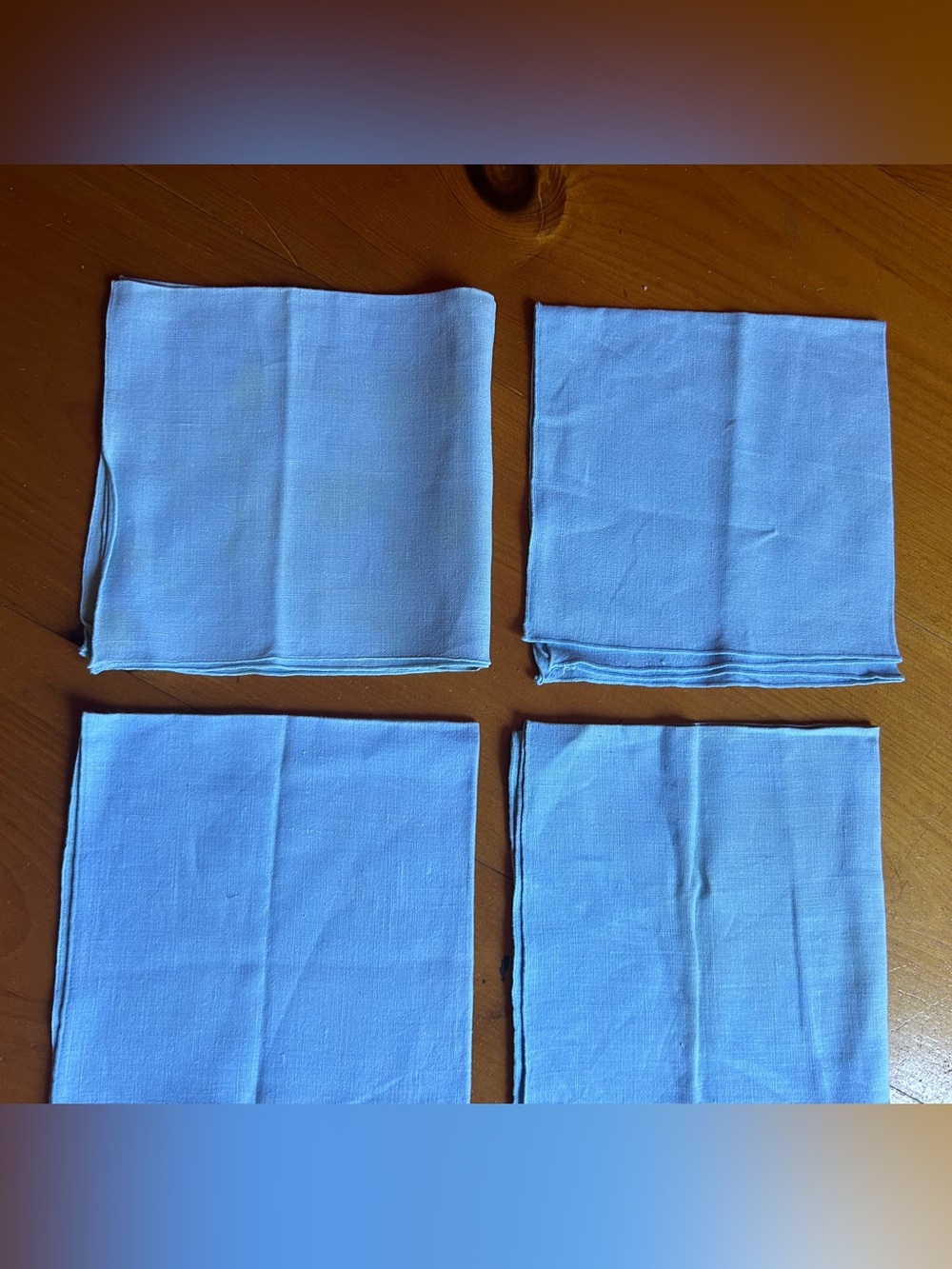 Set of 4 Vintage Light Blue Cotton Napkins